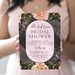 Invitation Papillons roses et Fête des mariées Confetti