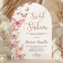 Papillons roses Sweet sixteen 16 Anniversaire Arc