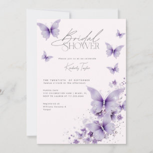 Invitation Papillons Violets Mariage Rose