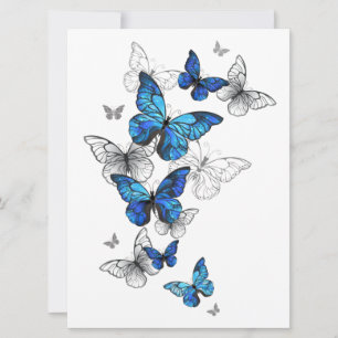 Invitation Papillons volants bleus Morpho