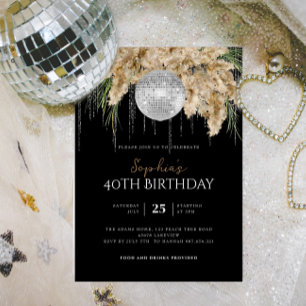 Invitation Papmas Grass Disco Ball N'Importe Quel Âge Boho An