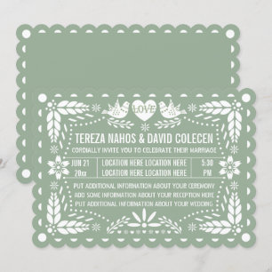 Invitation Pappel vert Sage picado inséparables mariage de la