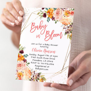 Invitation Paprika Floral Baby Dans Le Baby shower En Fleur