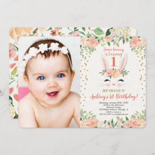 Invitation Pâques bonbons d'anniversaire pêche et crème