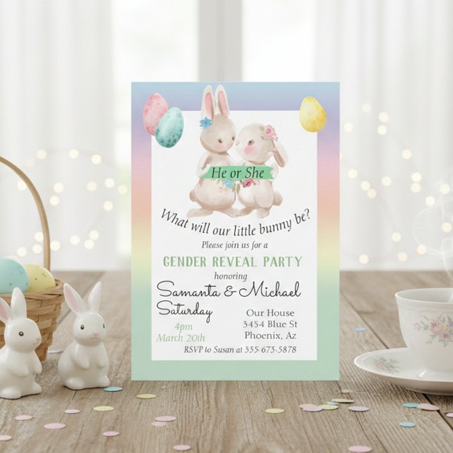 Invitation Pâques Genre Bébé Révélation Fête Printemps Bunny (Créateur téléchargé)