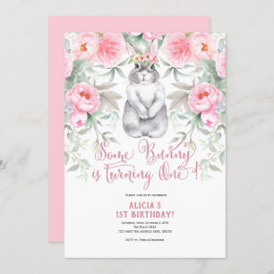 Invitation Pâques, printemps, fille 1er Invitation, un lapin 