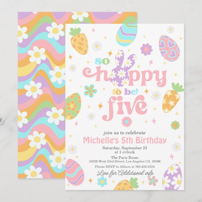 Invitation Pâques si espéré d'être cinq Anniversaire (Devant / Derrière)