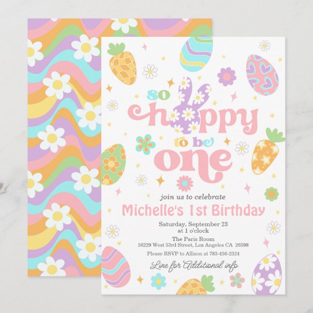 Invitation Pâques si espéré être un anniversaire (Devant / Derrière)