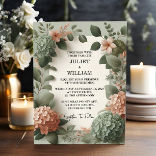 Invitation Par Blush pastel Peach Mint Moss Sage Green Mariag