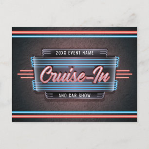 Invitation par carte postale Neon Cruise-In