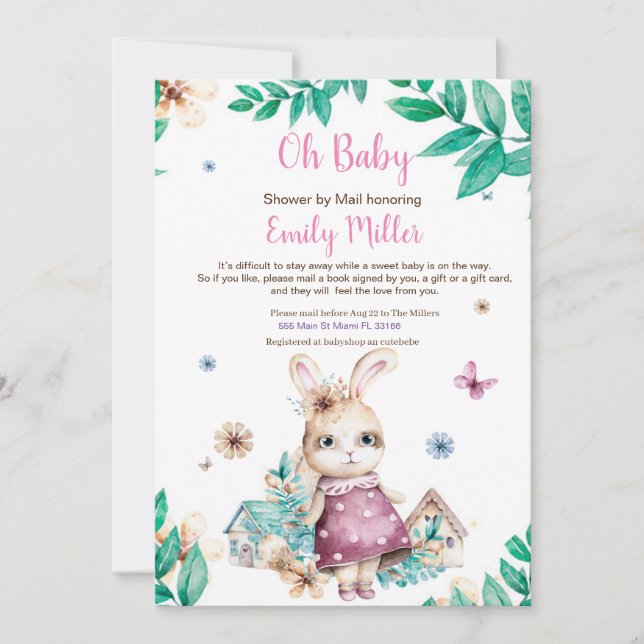 Invitation par courrier pour une soirée bunny girl (Devant)