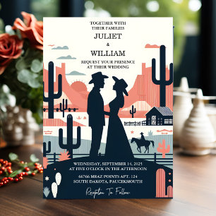 Invitation Par Desert Rodeo Retro Horse Rustique Mariage occi