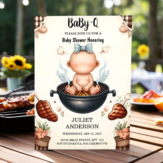 Invitation Par Plaid Babyq Fun Food Steak Beef Bbq Baby showe (Créateur téléchargé)