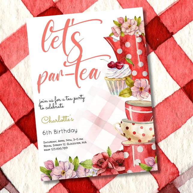 Invitation Par-tea, anniversaire de la fleur de thé (Créateur téléchargé)