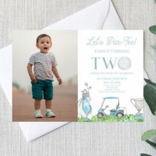Invitation Par-Tee Blue Golf Picture 2e fête d'anniversaire