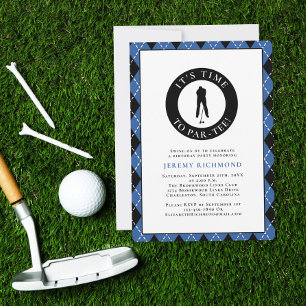Invitation Par Tee Golfeur Plaid Drôle Anniversaire Fête Pour