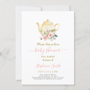 Invitation Par Thé Baby shower Rose