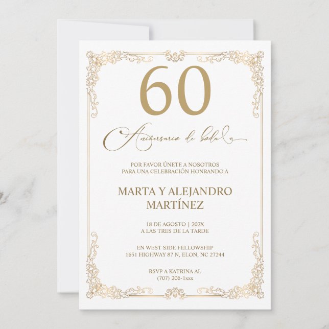 Invitation Para 60 Aniversario de Boda (Devant)