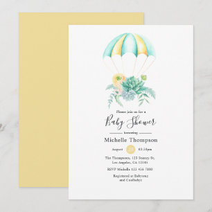 Invitation Parachute Baby Shower Bouquet Floral