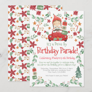 Invitation Parade d'anniversaire de Noël de Fille Elfe