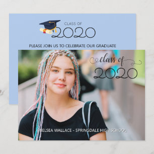 Invitation Parade de voiture Sky Blue Graduation