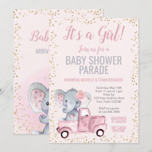 Invitation Parade des Baby showers éléphants