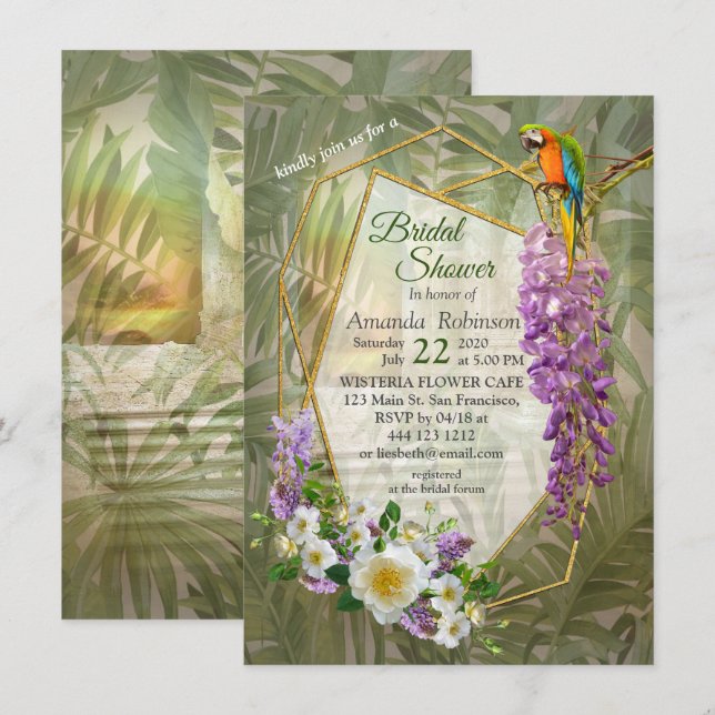 Invitation Paradis de la Wisteria tropicale au Palais d'Or (Devant / Derrière)