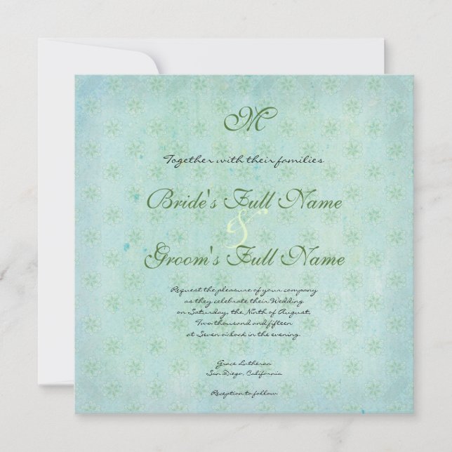 Invitation Paradis Inséparables Moderne Floral Swirl Damask (Devant)