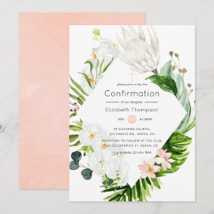 Invitation Paradis Luxuriant Confirmation Florale Tropicale