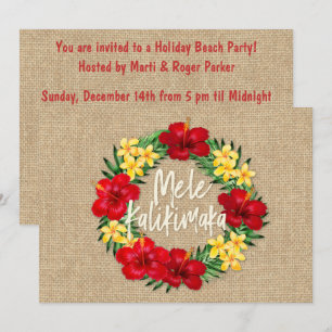 Invitation Paradis Tropical Hawaiian Holiday Wreath Burlap