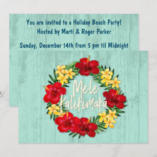 Invitation Paradis Tropical Hawaiian Holiday Wreath Wood