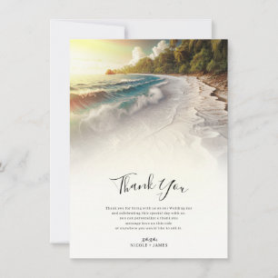 Invitation Paradise Beach Sunset Coastal Mariage Merci