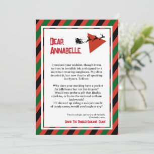Invitation Paradoxe de Guirlande DADA Lettre du Père Noël