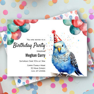 Invitation Parakeet Budgie Animal Bird Budgeriger Anniversair