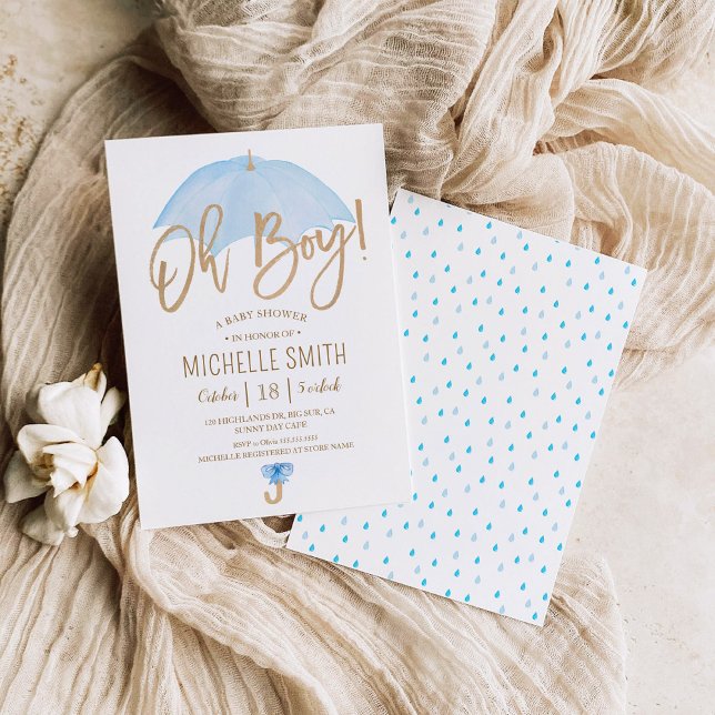 Invitation Parapluie bleu d'amour saupoudrer Baby shower Invi (Créateur téléchargé)