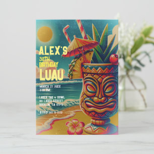 Invitation Parapluie de cocktail Tiki Tropical Vintage Fête L