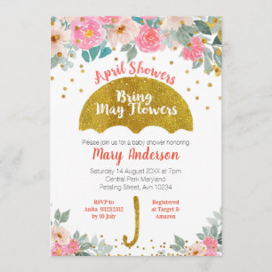 Invitation Parapluie d'or Les douches d'avril apportent des f