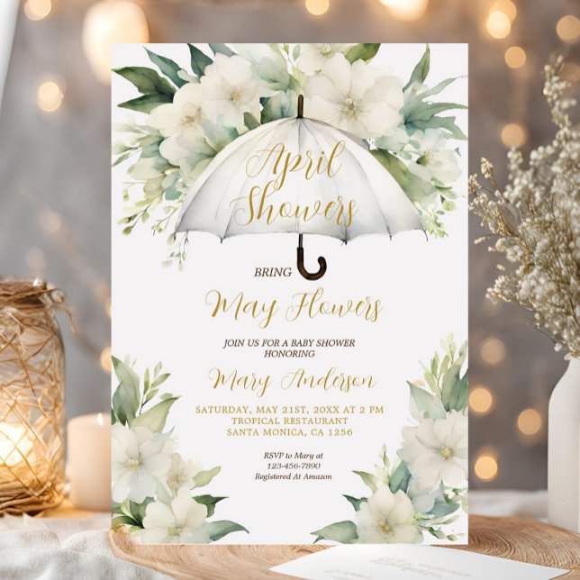 Invitation Parapluie Douches d'avril Apporter mai Fleurs (Créateur téléchargé)
