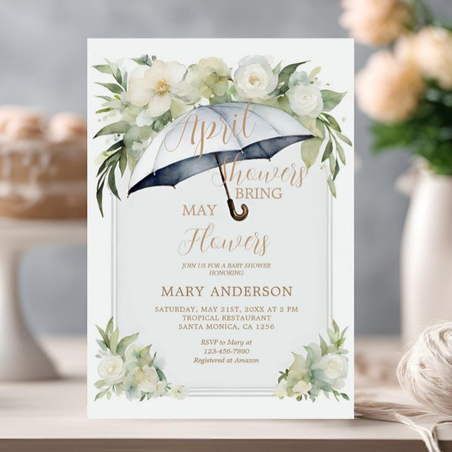 Invitation Parapluie floral Douches d'avril Apportent mai Fle (Créateur téléchargé)