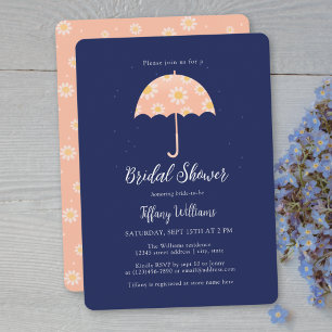 Invitation Parapluie Floral Fleurs Sauvages Rose Enterrement