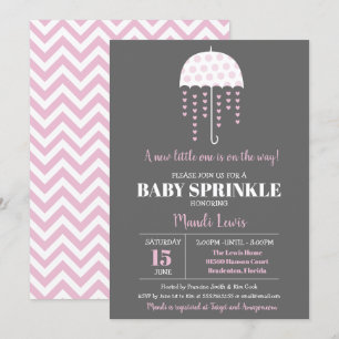 Invitation Parapluie mignonne Pink Baby Sprinkel ou Baby show