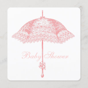 Invitation Parapluie Parasol Rose Fille Bébé Shower