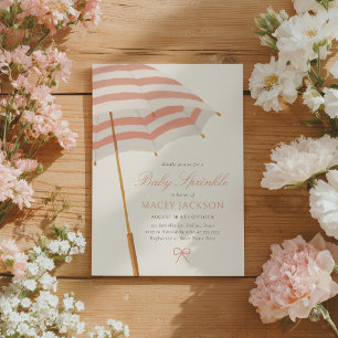 Invitation Parapluie rose et or pour Baby Sprinkle fille