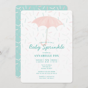 Invitation Parapluie rose Mint Baby Sprinkle Douche Invitatio