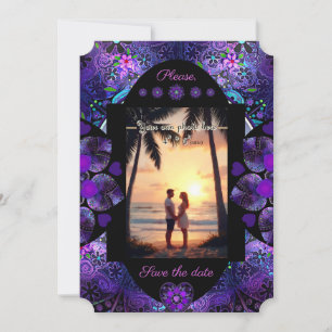 Invitation Parapluie violet & coeurs .7