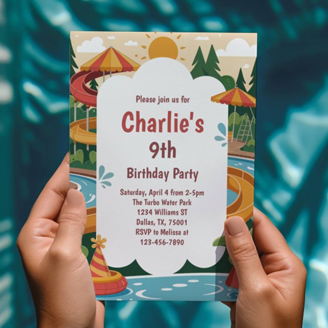 Invitation Parc aquatique Enfants Fête d'été d'anniversaire (Créateur téléchargé)