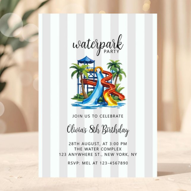 Invitation Parc d'aventure aquatique Parc de toboggans aquati (Water Park Party Invitation, Summer Pool Party, Waterslide Birthday Party pool party, kids pool part)