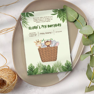 Invitation Parc pour enfants Vert Nature Animaux Joyeux Anniv