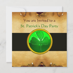 Invitation PARCHEMENT Brown & SHAMROCK VERT JEWEL, noir