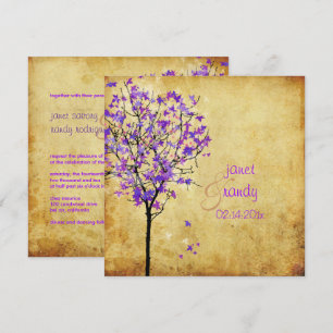 Invitation PARCHEMENT MAPLE ARBRE/FAUX VIOLET PixDezines